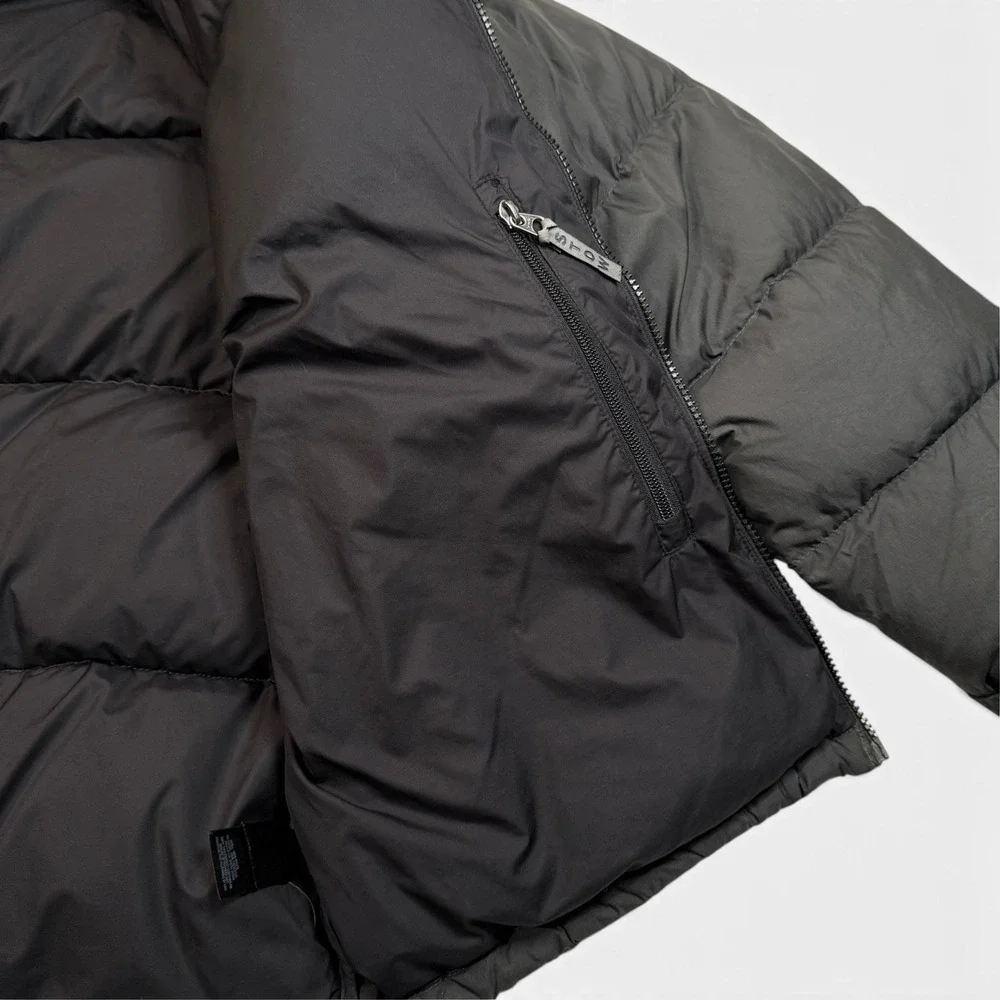 The North Face Nuptse 700 Down Puffer Jacket Mens Large Gray Black Hooded A187
